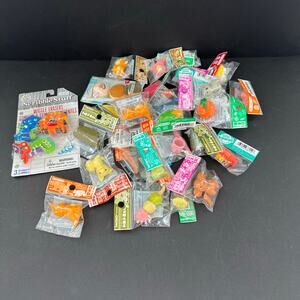 Iwako Japan lot of miniature food animals puzzle erasers.